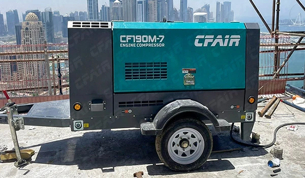 Compressore d'aria CFAIR 190cfm nel cantiere di Dubai